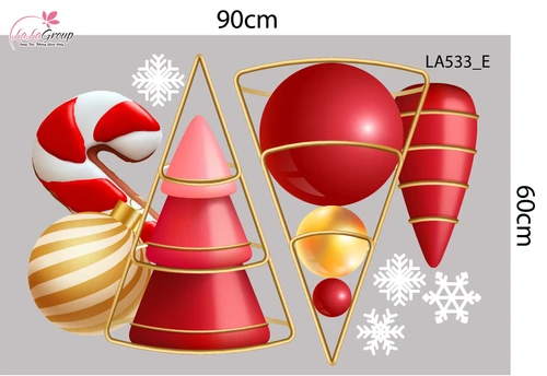 Combo Decal Trang Trí Noel Merry Christmas Người Tuyết Và Tuần Lộc Vàng
