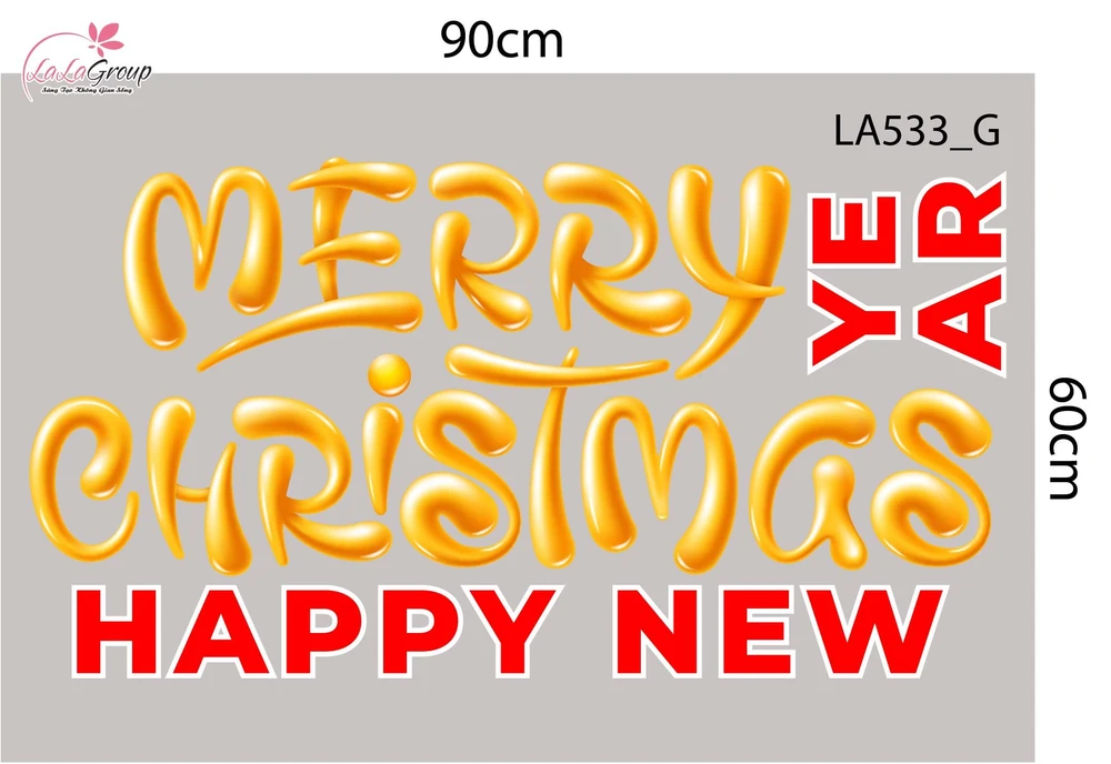 Combo Decal Trang Trí Noel Merry Christmas Người Tuyết Và Tuần Lộc Vàng