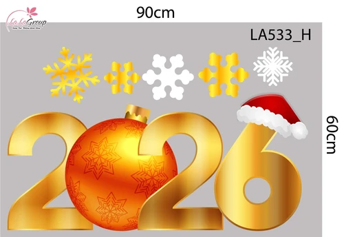 Combo Decal Trang Trí Noel Merry Christmas Người Tuyết Và Tuần Lộc Vàng