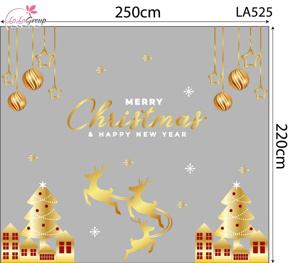 Combo Decal Trang Trí Noel Đàn Tuần Lộc Và Những Ngôi Nhà Dưới Tuyết