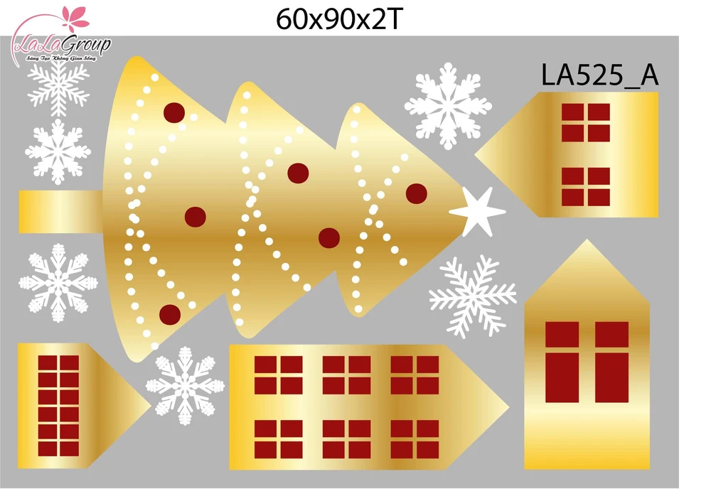Combo Decal Trang Trí Noel Đàn Tuần Lộc Và Những Ngôi Nhà Dưới Tuyết