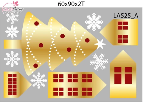 Combo Decal Trang Trí Noel Đàn Tuần Lộc Và Những Ngôi Nhà Dưới Tuyết