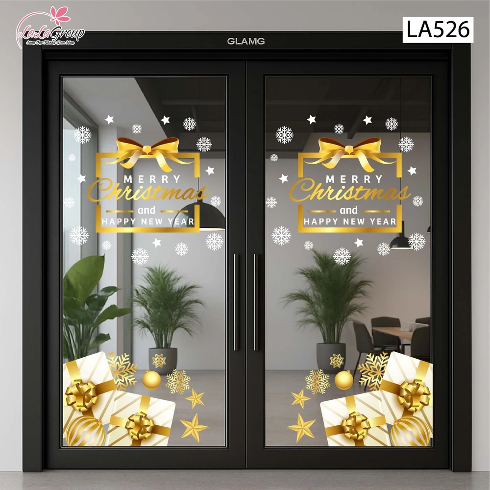 Combo Decal Trang Trí Noel Merry Christmas Và Những Hộp Quà Lấp Lánh