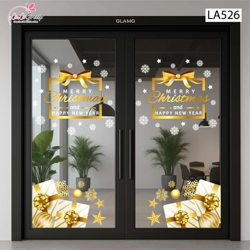 Combo Decal Trang Trí Noel Merry Christmas Và Những Hộp Quà Lấp Lánh