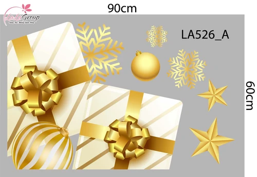 Combo Decal Trang Trí Noel Merry Christmas Và Những Hộp Quà Lấp Lánh