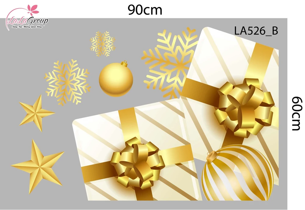 Combo Decal Trang Trí Noel Merry Christmas Và Những Hộp Quà Lấp Lánh