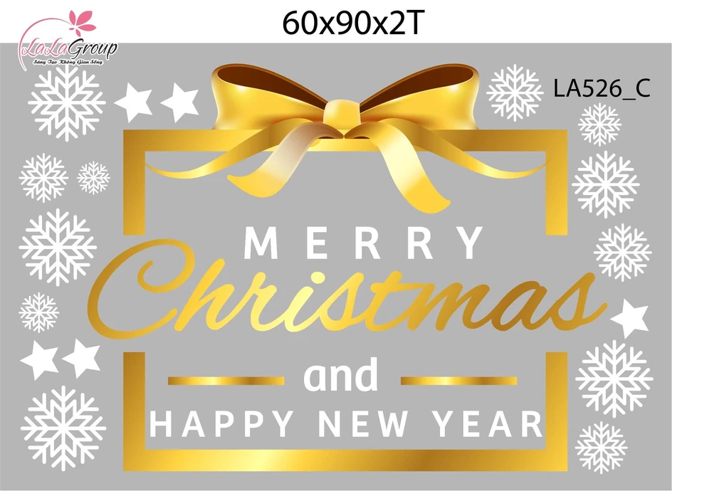 Combo Decal Trang Trí Noel Merry Christmas Và Những Hộp Quà Lấp Lánh