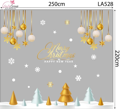 Combo Decal Trang Trí Noel Những Cây Thông Nhỏ Và Dây Treo Quả Châu Xinh Xắn