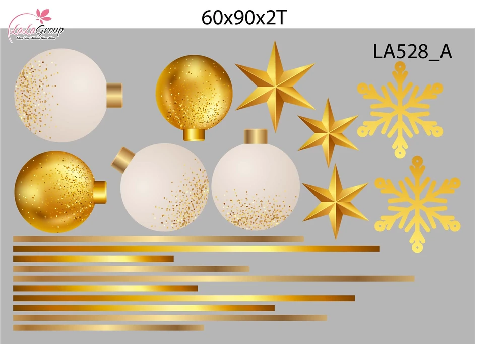 Combo Decal Trang Trí Noel Những Cây Thông Nhỏ Và Dây Treo Quả Châu Xinh Xắn