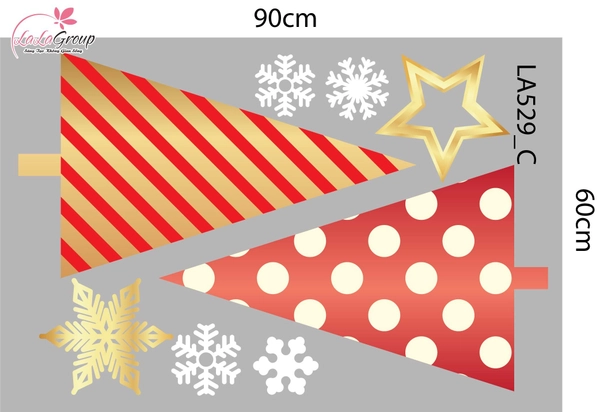 Combo Decal Trang Trí Noel Ông Già Noel Cưỡi Tuần Lộc Và Những Cây Thông Sắc Màu