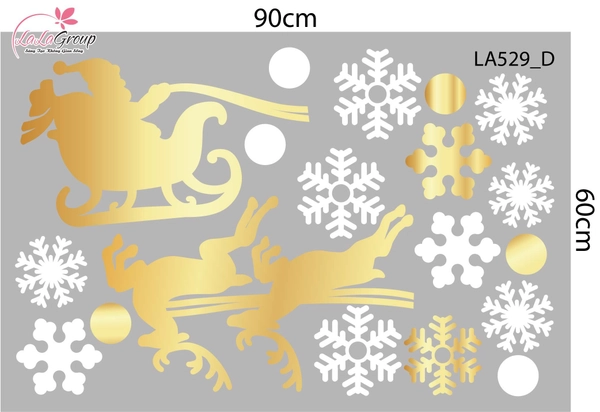 Combo Decal Trang Trí Noel Ông Già Noel Cưỡi Tuần Lộc Và Những Cây Thông Sắc Màu