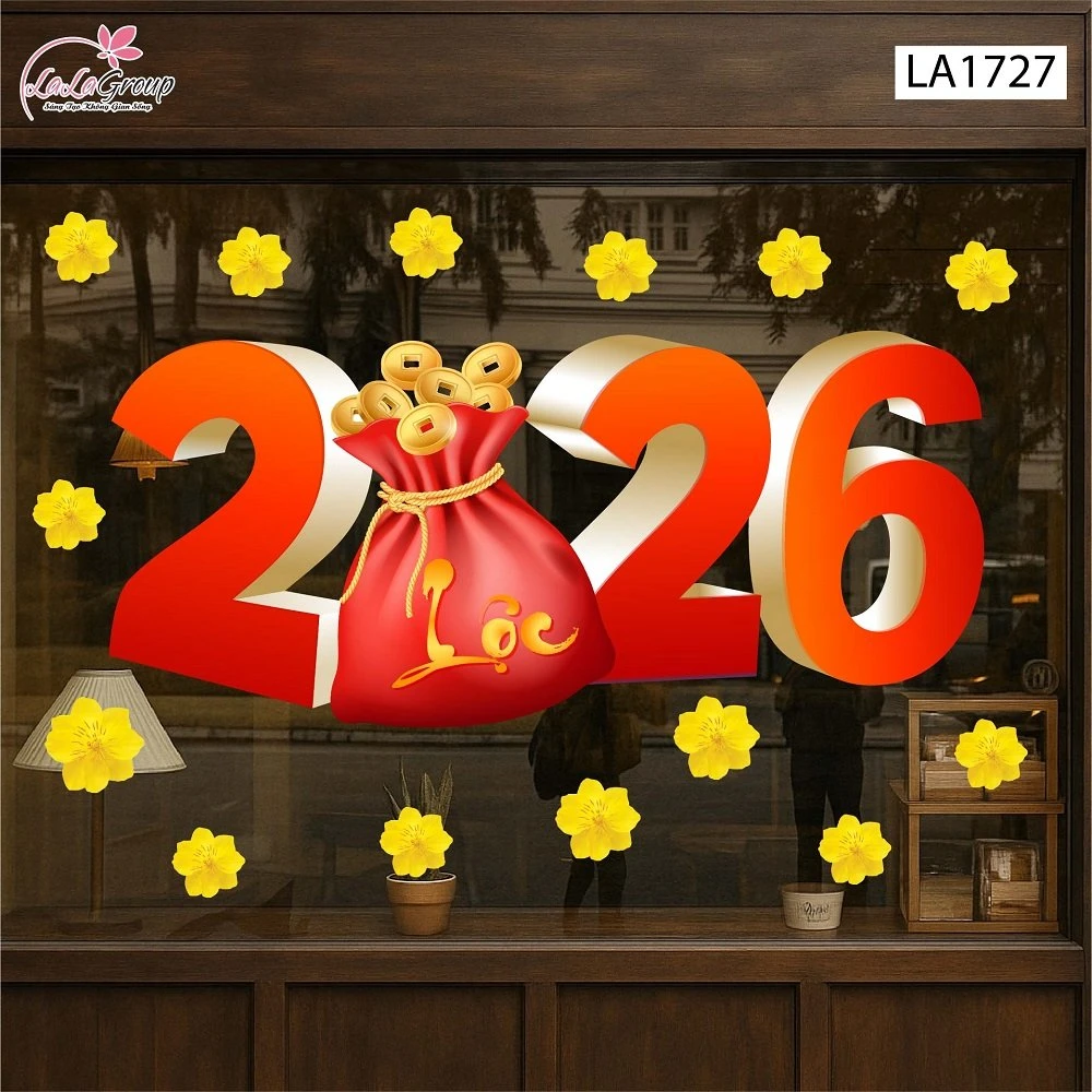 Decal Trang Trí Tết Bính Ngọ Tài Lộc 2026