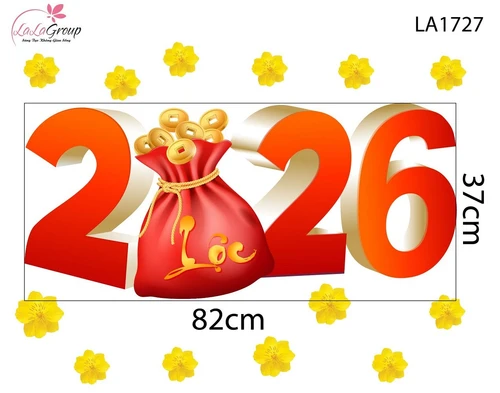 Decal Trang Trí Tết Bính Ngọ Tài Lộc 2026