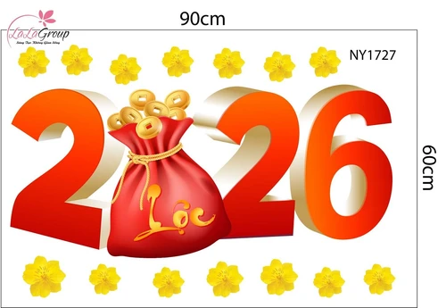 Decal Trang Trí Tết Bính Ngọ Tài Lộc 2026