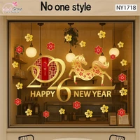 Decal trang trí tết Bính Ngọ và mai vàng tài lộc