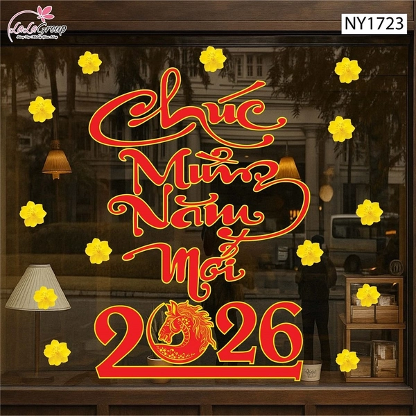 Decal Trang Trí Tết Chúc Mừng Năm Mới 2026