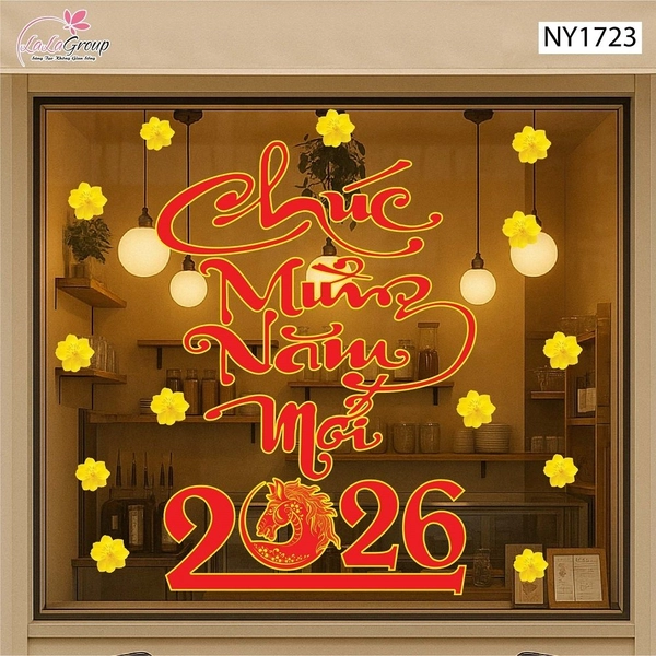 Decal Trang Trí Tết Chúc Mừng Năm Mới 2026