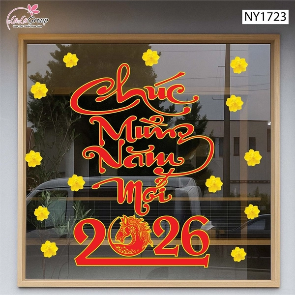 Decal Trang Trí Tết Chúc Mừng Năm Mới 2026