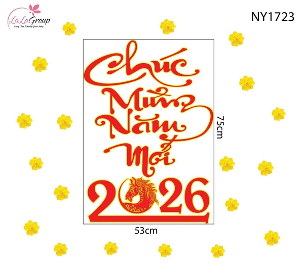 Decal Trang Trí Tết Chúc Mừng Năm Mới 2026