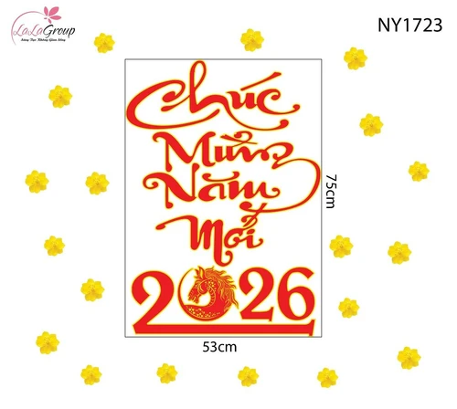 Decal Trang Trí Tết Chúc Mừng Năm Mới 2026