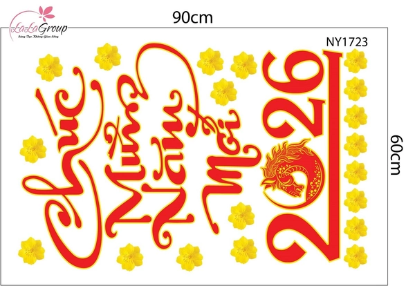 Decal Trang Trí Tết Chúc Mừng Năm Mới 2026
