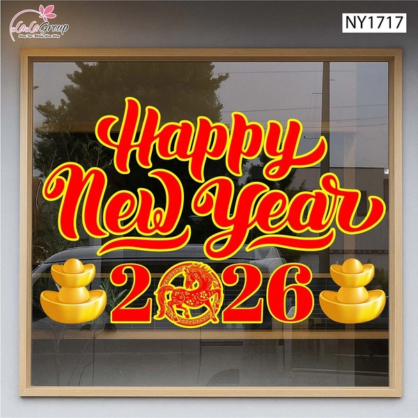 Decal Trang Trí Tết Happy New Year 2026 Tài Lộc