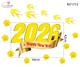 Decal Trang Trí Tết Happy New Year 2026 Và Én Vàng