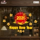 Decal Trang Trí Tết Happy New Year 2026 Và Mai Vàng