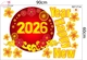 Decal Trang Trí Tết Happy New Year 2026 Và Mai Vàng