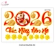 Decal Trang Trí Tết Chúc Mừng Năm Mới 2026 Và Mai Vàng