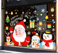 Decal Tĩnh Điện 2 Mặt Trang Trí Noel Ông Già Noel Và Những Người Bạn Chúc Mừng Giáng Sinh