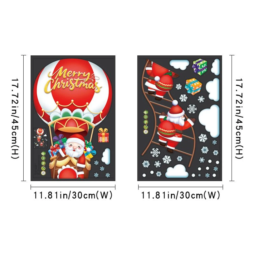Decal Trang Trí Noel Ông Già Noel Và Khinh Khí Cầu