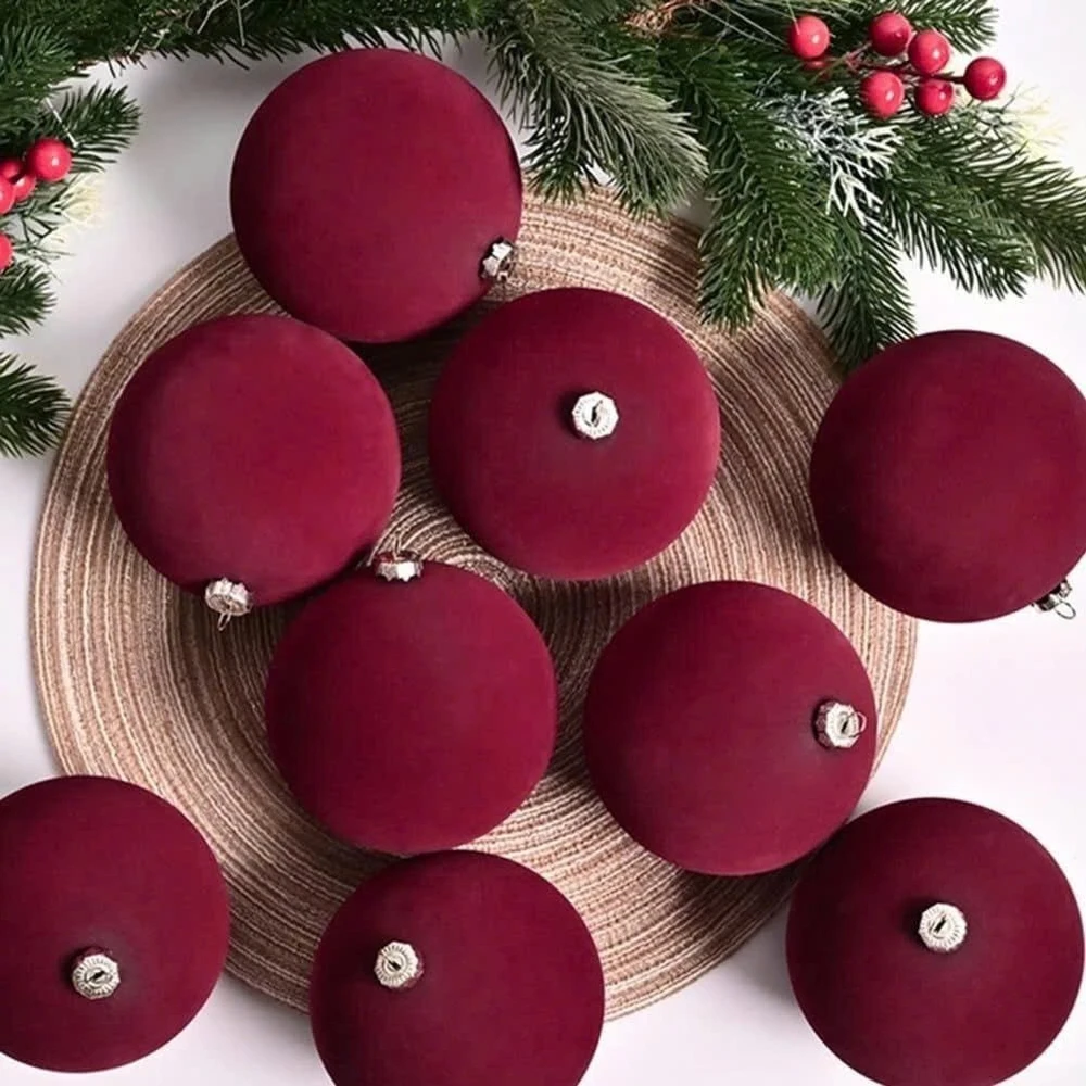 Combo 6 quả châu nhung nhiều kích thước trang trí noel