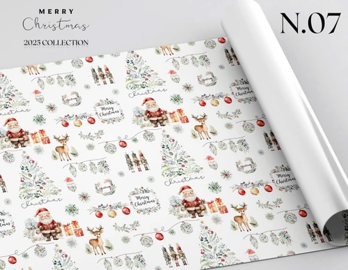 Set 5 Giấy Gói Quà Họa Tiết Ông Già Noel Và Những Hộp Quà