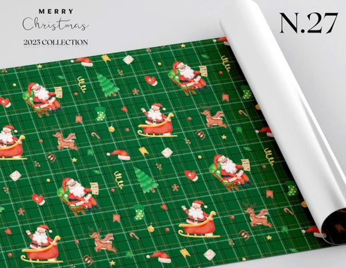 Set 5 Giấy Gói Quà Họa Tiết Ông Già Noel Và Tuần Lộc Nhảy Múa