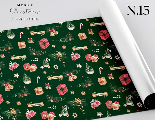 Set 5 Giấy Gói Quà Hoạ Tiết Hộp Quà Và Chuông Đôi Xinh Xắn