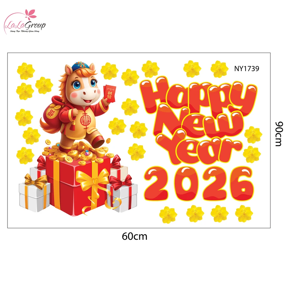 Decal Trang Trí Tết Bính Ngọ Phát Tài 2026