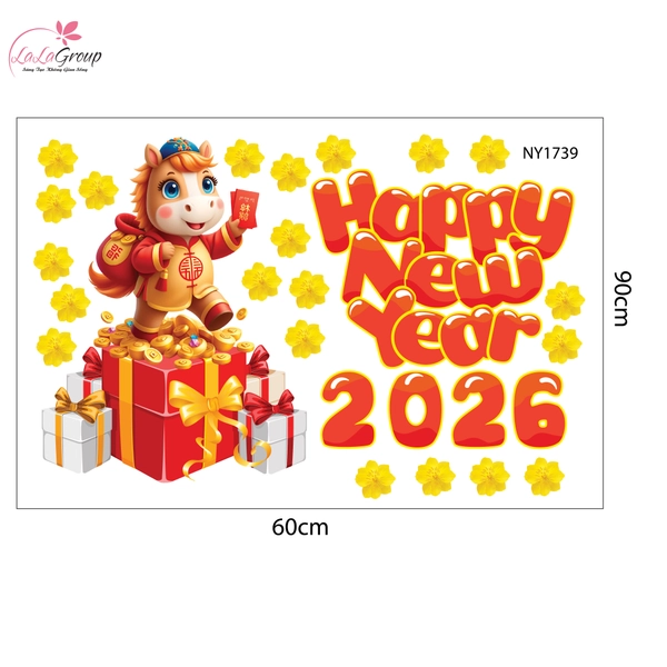 Decal Trang Trí Tết Bính Ngọ Phát Tài 2026