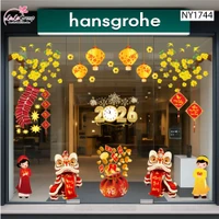 Combo decal trang trí tết múa lân chúc xuân 2026 an khang thịnh vượng