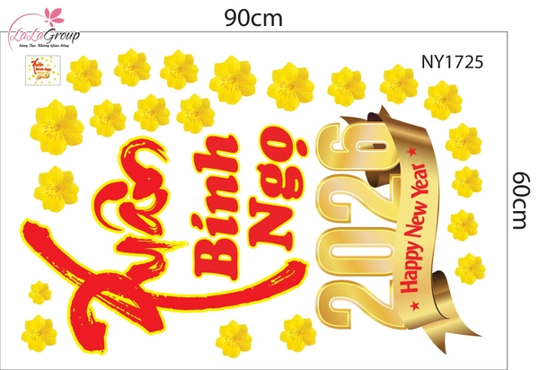 Combo Decal Trang Trí Tết Xuân Bính Ngọ 2026 Túi Tiền Tài Lộc