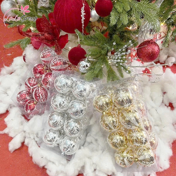 Hộp 16 quả châu 8cm nhiều màu trang trí noel