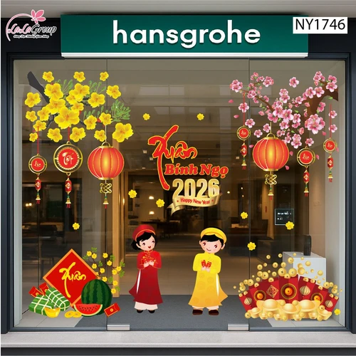 Combo Decal Trang Trí Tết Bé Chúc Xuân Bính Ngọ 2026