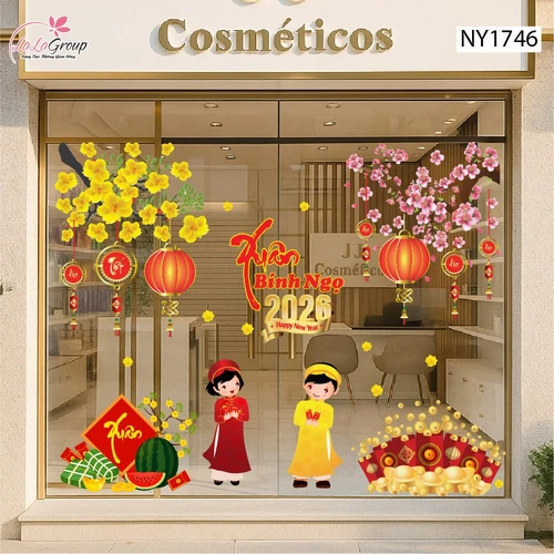 Combo Decal Trang Trí Tết Bé Chúc Xuân Bính Ngọ 2026