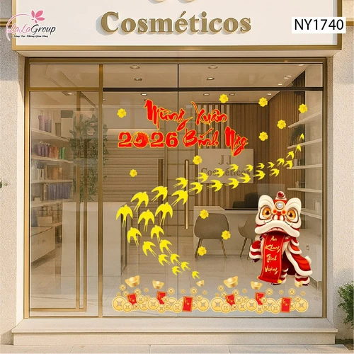 Combo Decal Trang Trí Tết Én Vàng Mừng Xuân Bính Ngọ 2026