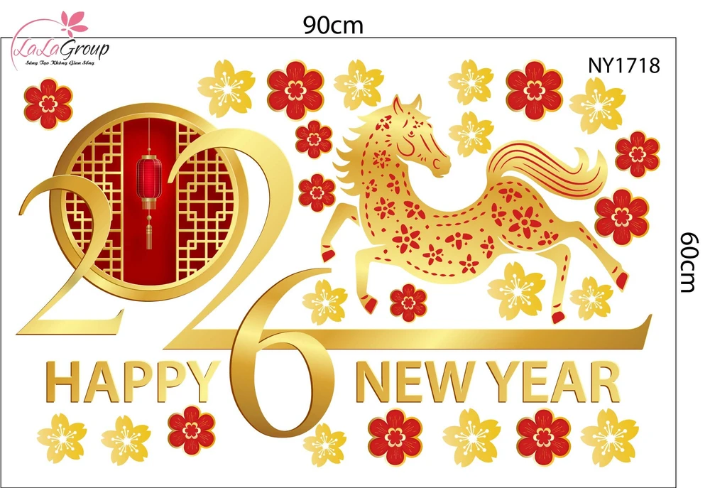Combo Decal Trang Trí Tết Xuân Bính Ngọ 2026 Vạn Sự Như Ý