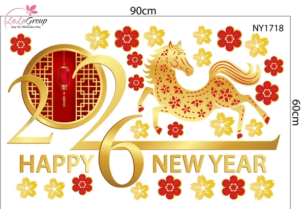 Combo Decal Trang Trí Tết Xuân Bính Ngọ 2026 Vạn Sự Như Ý