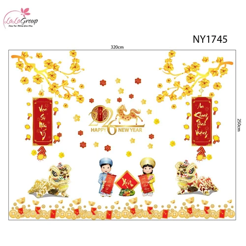 Combo Decal Trang Trí Tết Xuân Bính Ngọ 2026 Vạn Sự Như Ý