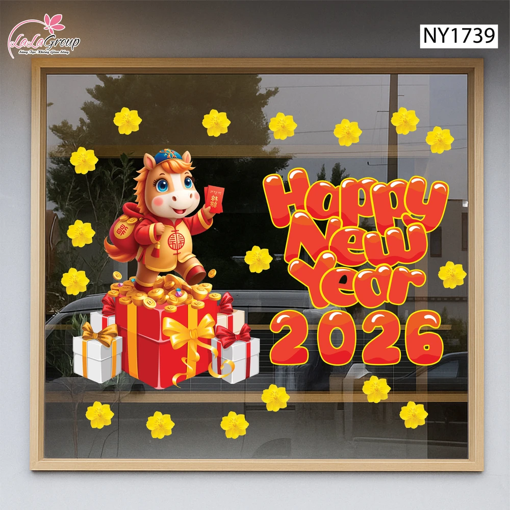 Decal Trang Trí Tết Bính Ngọ Phát Tài 2026
