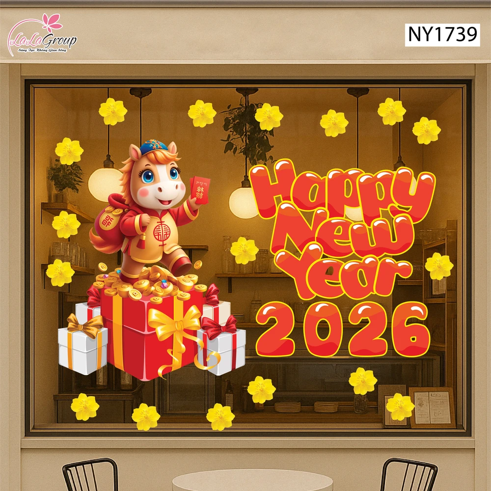 Decal Trang Trí Tết Bính Ngọ Phát Tài 2026