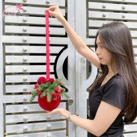 Dây Treo Quả Châu Nhung Đỏ 15cm Decor Sang Trọng